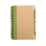 Recycled paper notepad with colour detail and pen, B6 lime colour