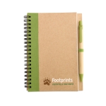 Recycled paper notepad with colour detail and pen, B6 lime colour main view