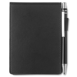 Reporter's pad, PU case, business card compartment & pen, A7 black colour