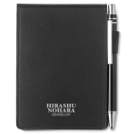 Reporter's pad, PU case, business card compartment & pen, A7 black colour main view