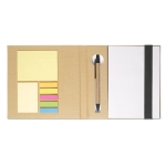 Practical pad with recycled paper, pen and post-it notes black colour