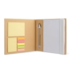 Practical pad with recycled paper, pen and post-it notes white colour