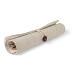 Rollable jute pencil case with pen, ruler, sharpener & eraser beige colour second view