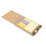 Notepad, pen and sticky notes set for office desks beige colour