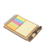 Notepad, pen and sticky notes set for office desks beige colour second view