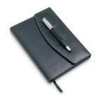 Exclusive folder made of PU with notepad and metal pen, A5 black colour