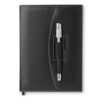 Exclusive folder made of PU with notepad and metal pen, A5 black colour fourth view