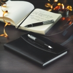 Exclusive folder made of PU with notepad and metal pen, A5 black colour ambient view