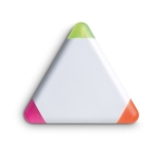 Fluorescent triangle highlighters with colourful corners white colour