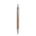 Elegant sustainable cardboard ballpoint pen with blue ink matt silver colour