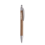 Elegant sustainable cardboard ballpoint pen with blue ink matt silver colour second main view