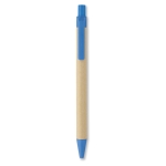 Sustainable ballpoint pen made of recyclable corn, blue ink blue colour