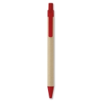 Sustainable ballpoint pen made of recyclable corn, blue ink red colour