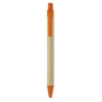 Sustainable ballpoint pen made of recyclable corn, blue ink orange colour