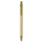 Sustainable ballpoint pen made of recyclable corn, blue ink lime colour