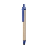 Pen & stylus, sustainably made of recycled cardboard, blue ink blue colour