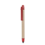 Pen & stylus, sustainably made of recycled cardboard, blue ink red colour