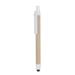 Pen & stylus, sustainably made of recycled cardboard, blue ink white colour