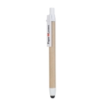 Pen & stylus, sustainably made of recycled cardboard, blue ink white colour main view