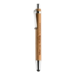 Sustainable bamboo stylus pen with blue ink & laser engraving wood colour second main view