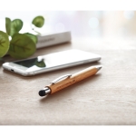 Sustainable bamboo stylus pen with blue ink & laser engraving main ambient view