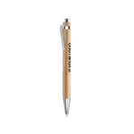 Classic pen with wooden case, chrome detail and blue ink view with print area