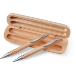 Sustainable gift set with ballpoint pen and wooden pencil wood colour