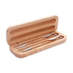 Sustainable gift set with ballpoint pen and wooden pencil wood colour fourth view