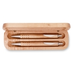 Sustainable gift set with ballpoint pen and wooden pencil wood colour fifth view