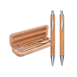 Sustainable gift set with ballpoint pen and wooden pencil view with print area