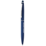 Aluminium touch pen ballpoint pen with blue engraved ink blue colour