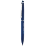 Aluminium touch pen ballpoint pen with blue engraved ink blue colour second main view