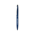 Aluminium touch pen ballpoint pen with blue engraved ink view with print area