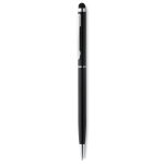 Slim ballpoint pen with touch stylus, in chrome with blue ink black colour second view