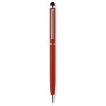 Slim ballpoint pen with touch stylus, in chrome with blue ink red colour