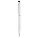 Slim ballpoint pen with touch stylus, in chrome with blue ink white colour second view