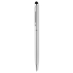 Slim ballpoint pen with touch stylus, in chrome with blue ink matt silver colour second view