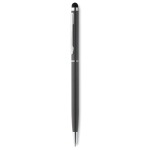 Slim ballpoint pen with touch stylus, in chrome with blue ink titanium colour second view