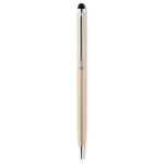 Slim ballpoint pen with touch stylus, in chrome with blue ink champagne colour