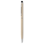 Slim ballpoint pen with touch stylus, in chrome with blue ink champagne colour second view