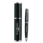 Metal ballpoint pen and case with engraving & elegant finish black colour main view