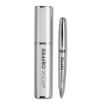 Metal ballpoint pen and case with engraving & elegant finish silver colour main view