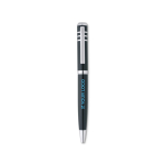 High-quality twist ballpoint pen made of shiny metal black colour view with print area