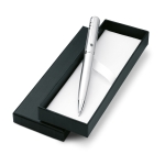 High-quality twist ballpoint pen made of shiny metal matt silver colour