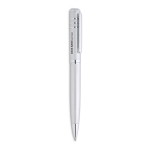 High-quality twist ballpoint pen made of shiny metal matt silver colour second main view