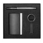 Set with pen, business card holder and keyring black colour third view