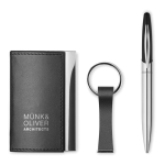 Set with pen, business card holder and keyring black colour fourth main view