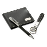 Gift set with pen, keyring and wallet black colour second view