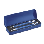 Retractable ballpoint pen, blue ink and mechanical pencil set blue colour