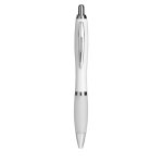 Ballpoint push pen made of ABS with soft grip, black ink white colour